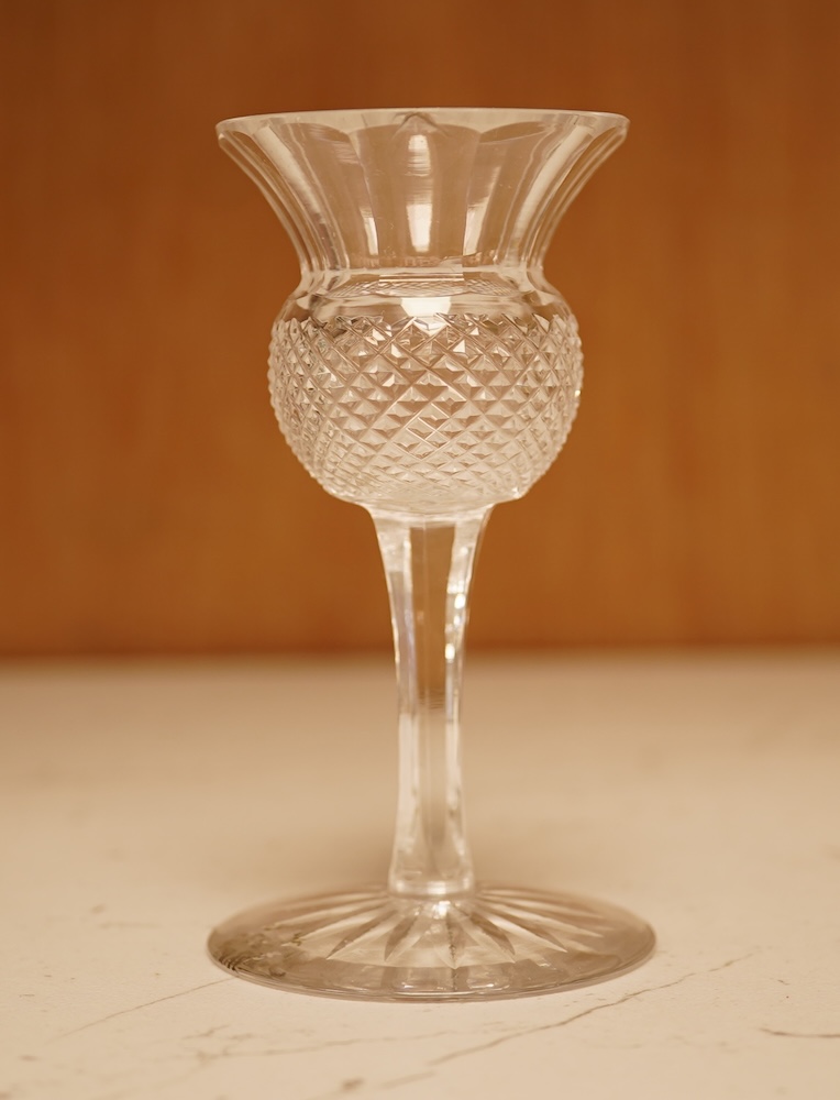 A collection of glassware to include Edinburgh crystal and Tudor, Worcester part tea set and two Hunting interest cups and saucers, largest glass 16cm high